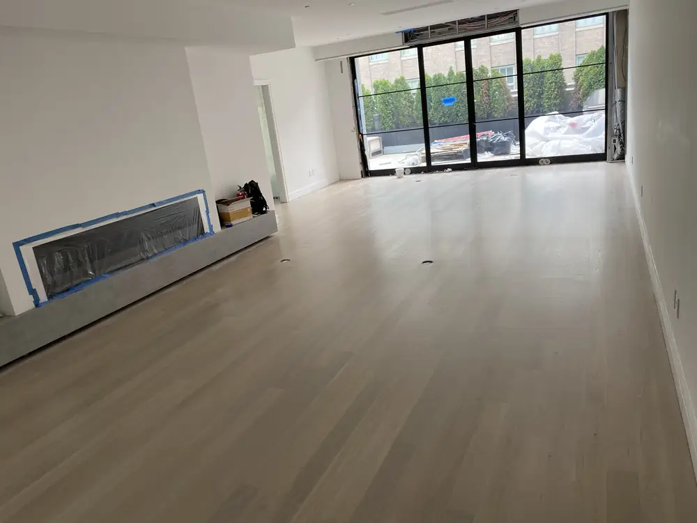 Finished interior renovation with light hardwood floors